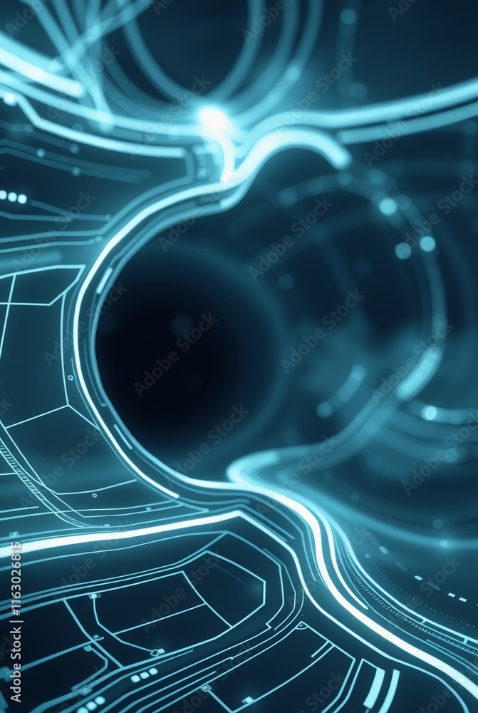 Naklejka premium Abstract Futuristic Technology Background with Glowing Lines and Patterns