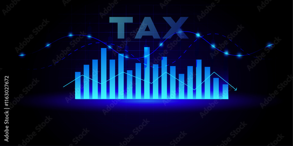 Obraz premium tax chart arrow up growth graph investment to success. financial data graph strategy profit money.