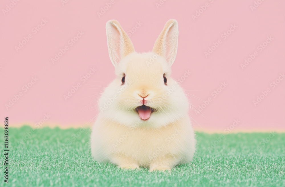 Obraz premium adorable bunny cartoon retro style