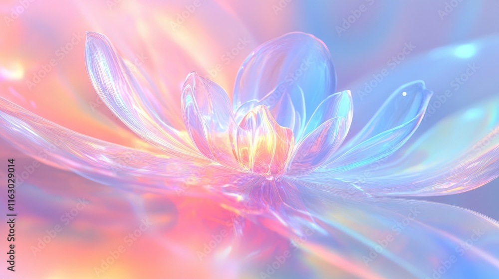 A calming abstract hologram with soft, flowing colors and shapes, designed for relaxation and meditation A calming abstract hologram with soft, flowing colors and shapes, designed for relaxation and meditation