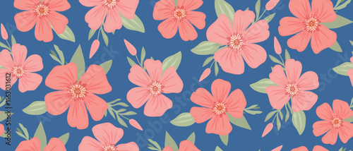 Exotic hand drawn flowers, seamless floral pattern for fabric, textile, clothing, wrapping paper, covers, banners, home decor.