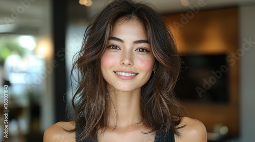 Wallpaper Mural Captivating Portrait of a Young Woman with Natural Beauty and Infectious Smile Torontodigital.ca