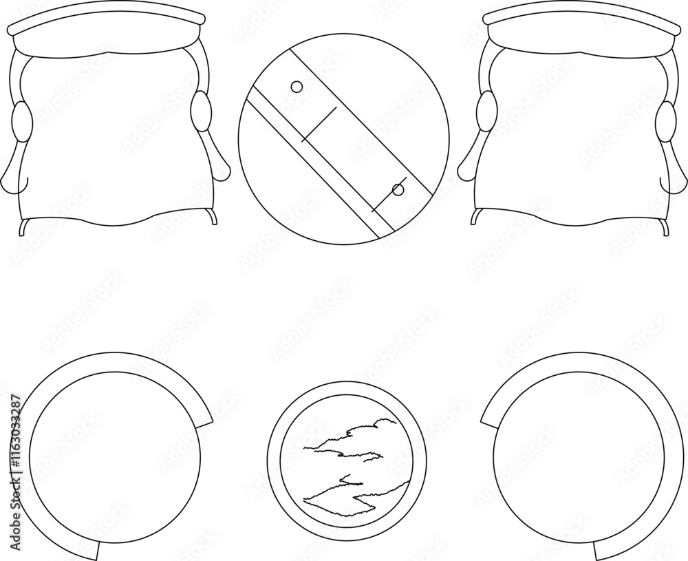 vector sketch illustration of the silhouette of a living room table and chair design seen from above.eps vector sketch illustration of the silhouette of a living room table and chair design seen from above.eps