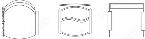 vector sketch illustration of the silhouette of a lounge chair design seen from above.eps