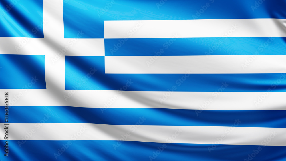 Naklejka premium greece flag picture, close-up shot of greek nation flag, european, animated flag background photo, 3D photo of a flag, national symbol of the greek people, patriotism, full screen