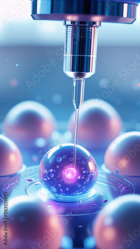 detailed close-up image of the in vitro fertilization (IVF) process