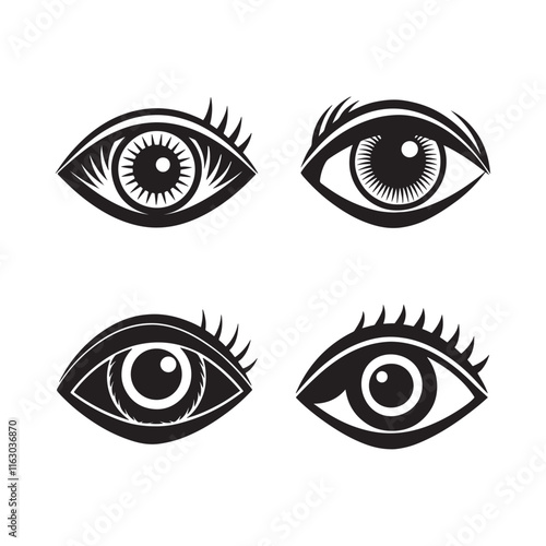 eye brow silhouette, black and white silhouette, vector and illustration