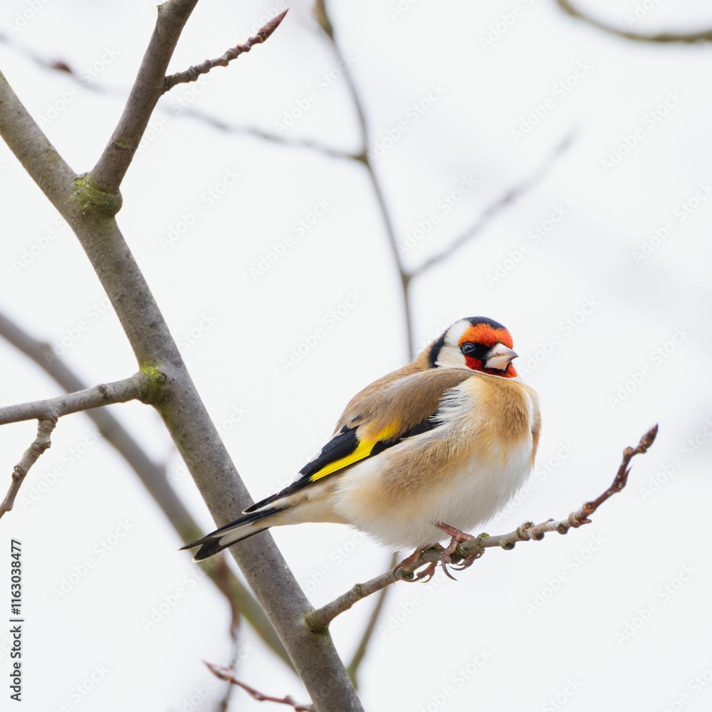 Fototapeta premium European goldfinch on a tree branch.