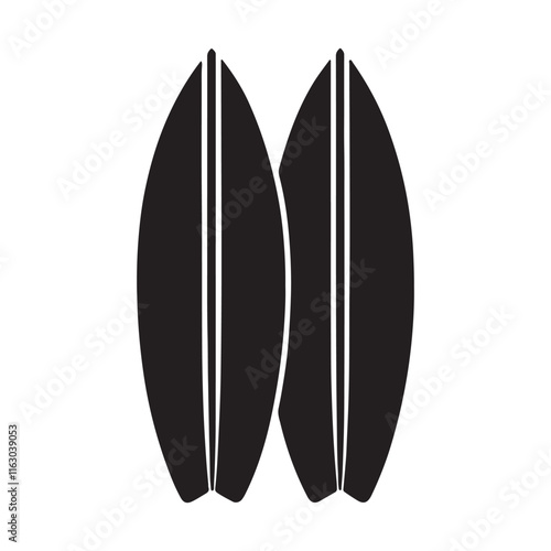 surfboard silhouette, black and white silhouette, vector and illustration
