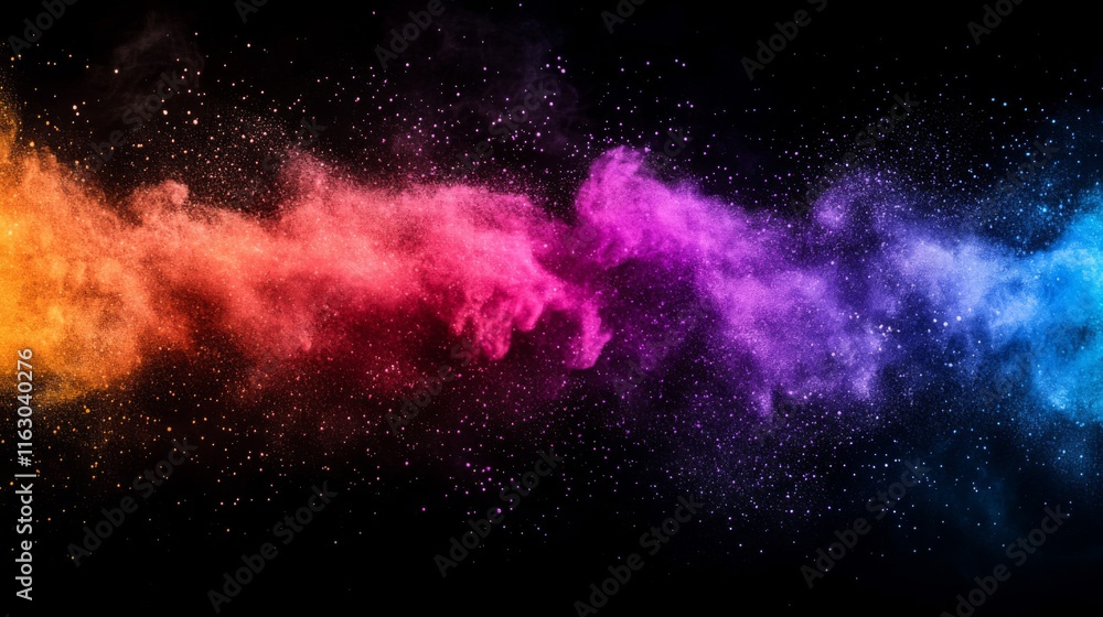 Naklejka premium Colorful Powder Explosion Against Black Background