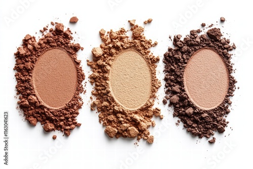 Obraz na płótnie Set swatch texture of brown and beige loose powder for face makeup on white background w salonie