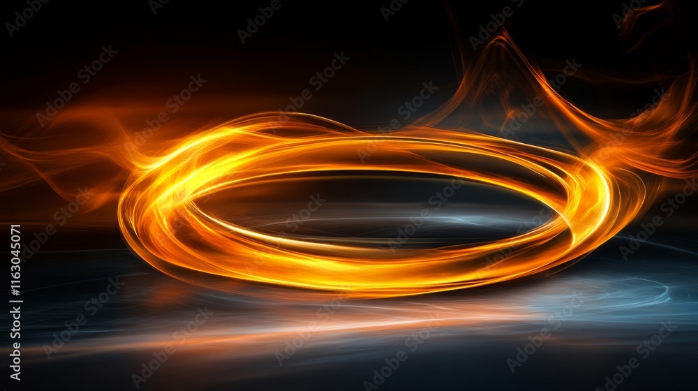 Naklejka premium Fiery Orange Ring Abstract Light Energy Flow