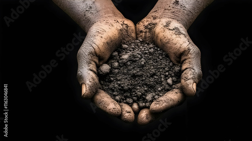 Wallpaper Mural Dark Soil in Hands Realistic Image Torontodigital.ca