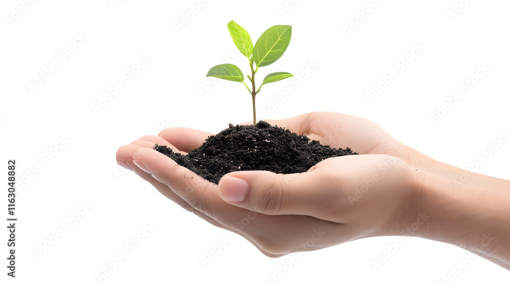 Hand holding a growing graph, isolated on white background Hand holding a growing graph, isolated on white background