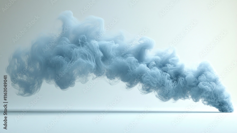 Naklejka premium Abstract blue smoke cloud swirl, isolated on white background.