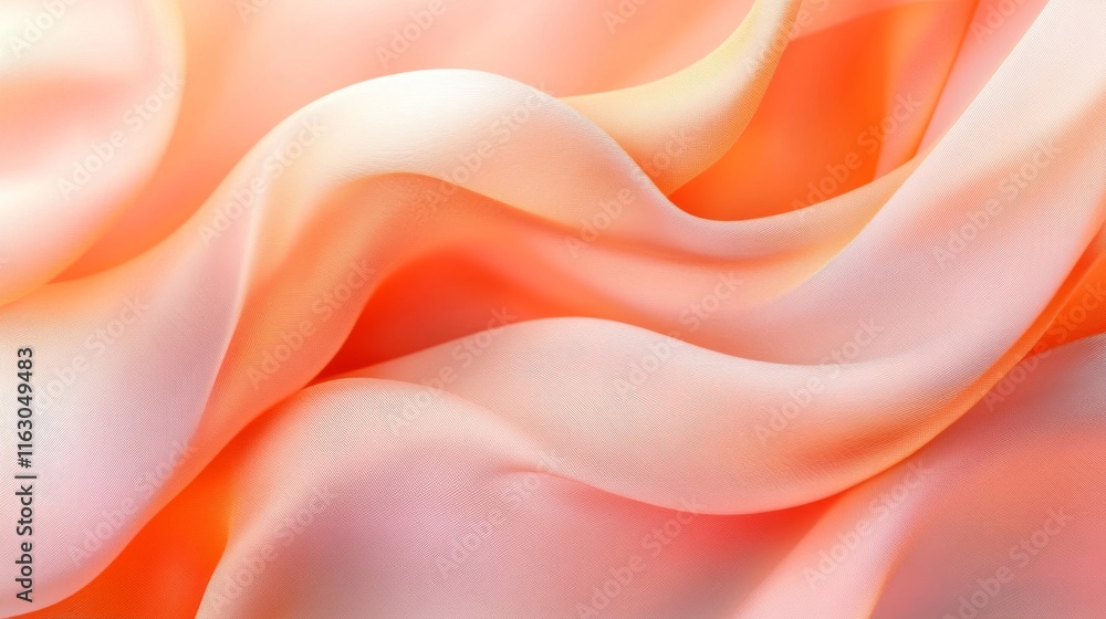 Obraz premium Peach colored silk fabric drapes softly