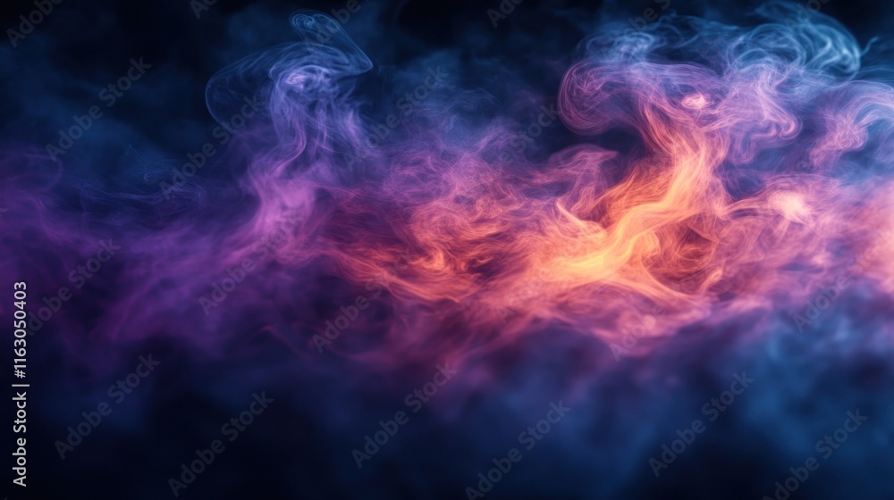 Abstract colorful smoke swirls on black background. Abstract colorful smoke swirls on black background.