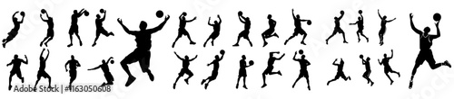 silhouette set of basketball player