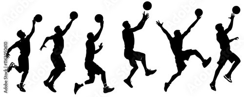 silhouette set of basketball player
