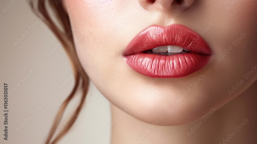 Beautiful red lips close-up. Make-up concept. Beautiful red lips close-up. Make-up concept.