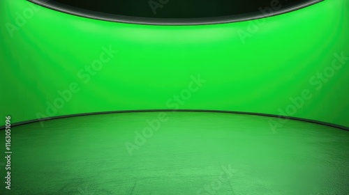 Fototapeta Naklejka Na Ścianę i Meble -  Green screen studio backdrop, curved wall, floor.