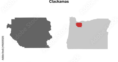 Clackamas County (Oregon) blank outline map set