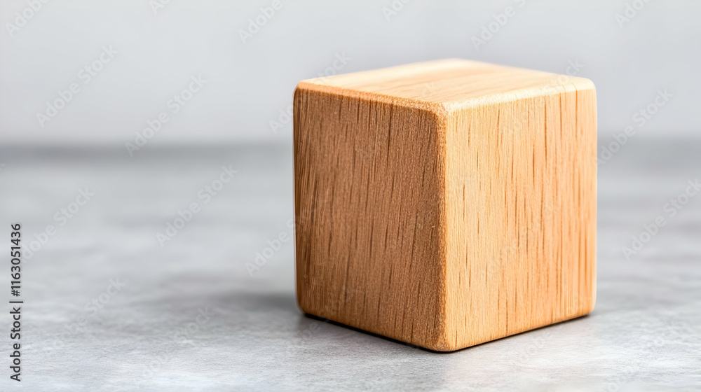 Wooden Cube Block Realistic Image Wooden Cube Block Realistic Image