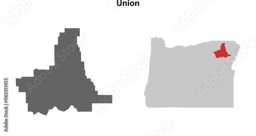Union County (Oregon) blank outline map set