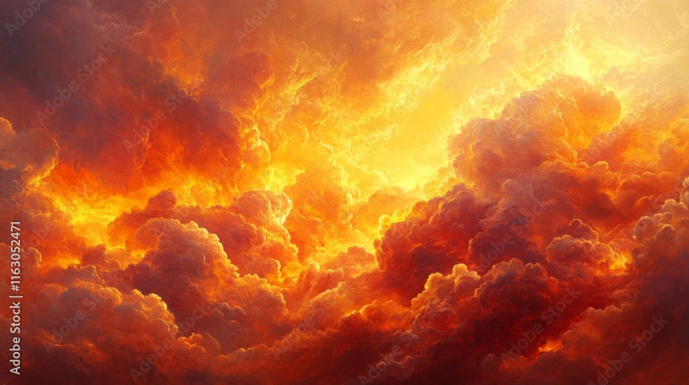 Fiery Cloudscape An Ethereal Golden Sunset Radiance Fiery Cloudscape An Ethereal Golden Sunset Radiance
