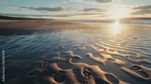 Ephemeral Imprints: The Silent Narrative of Footprints in Sunlit Sands photo