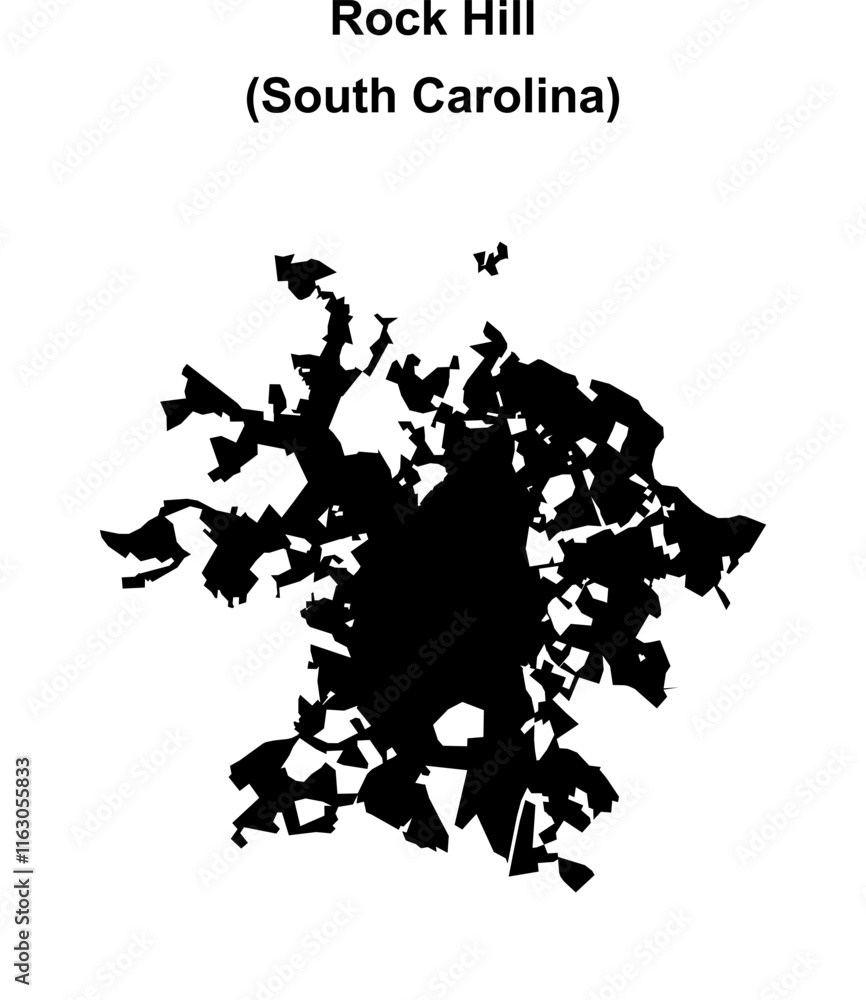 Rock Hill (South Carolina) blank outline map Rock Hill (South Carolina) blank outline map
