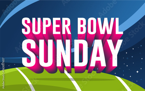Super Bowl Sunday text banner with extrude effect. Happy Super Bowl Sunday. Best for banners, posters, cards, and social posts. vector illustration