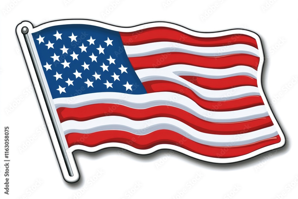 Obraz premium Patriotic Badge: American Flag Emblem on Metallic Surface with Bold Red, White, and Blue Colors