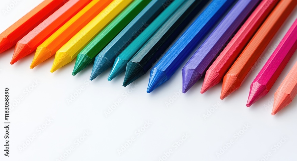 Fototapeta premium Vibrant Collection of Educational Essentials Arranged on a Crisp White Canvas