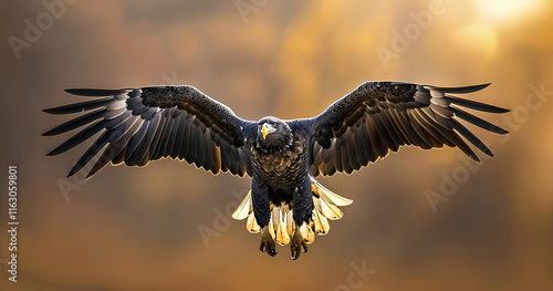 Wallpaper Mural Majestic bird of prey gracefully soaring through the golden sunset skies, showcasing its expansive wingspan and sharp gaze Torontodigital.ca