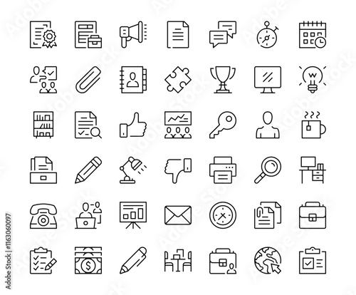 Office icons. Outline symbols collection. Premium vector line icons set