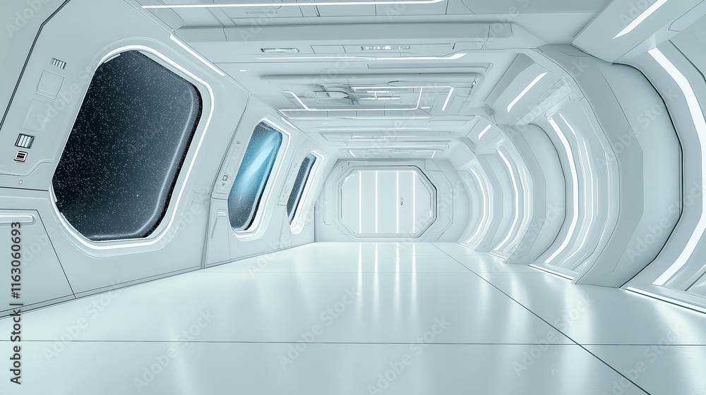 Futuristic showroom, spaceship interior Futuristic showroom, spaceship interior