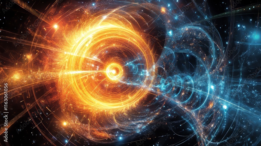 Fototapeta premium Vibrant abstract energy and light a futuristic visualization of cosmic motion and depth