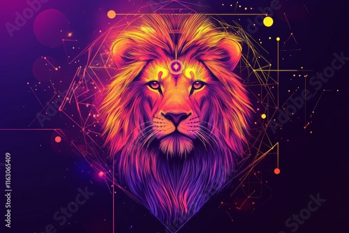 Vibrant leo zodiac sign design featuring geometric patterns for astrology themes photo