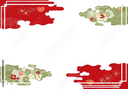 Rectangle Japanese beautiful frame for web presentation etc. , png with transparent background.