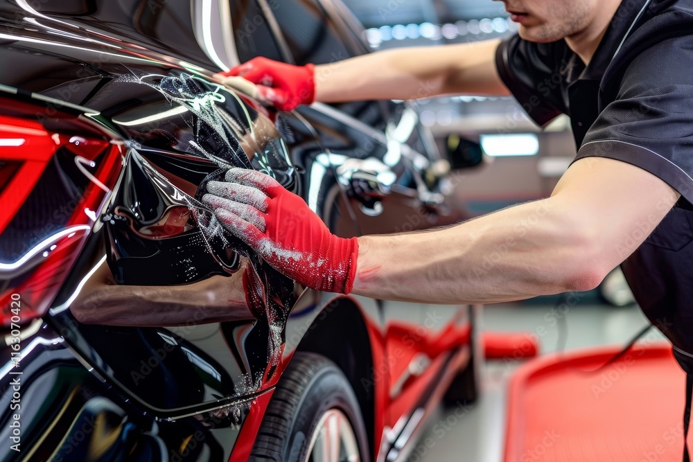 Expert car body specialist uses spotter for precision dent removal and accident repair excellence Expert car body specialist uses spotter for precision dent removal and accident repair excellence