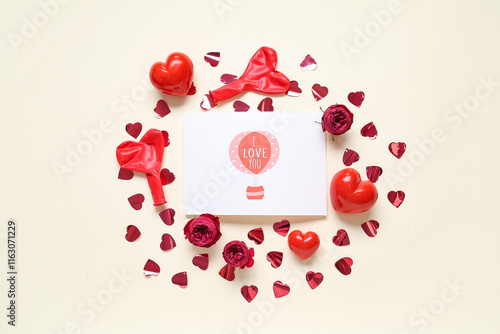 Card with text I LOVE YOU, ...