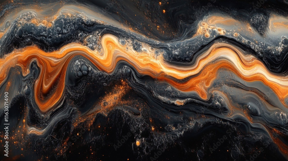 Abstract Swirling Black Orange Cosmic Art Abstract Swirling Black Orange Cosmic Art