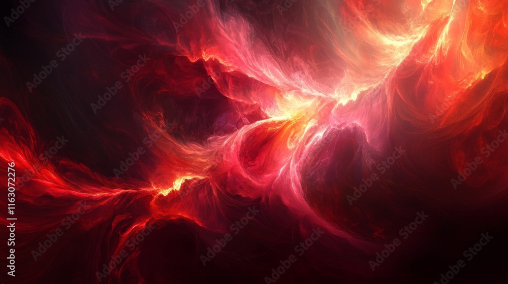 Obraz premium Abstract Red And Orange Swirling Nebula Artwork