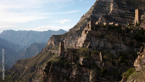 ancient city in the mountains, Republic of Dagestan, Russia. Old Kahib. photo