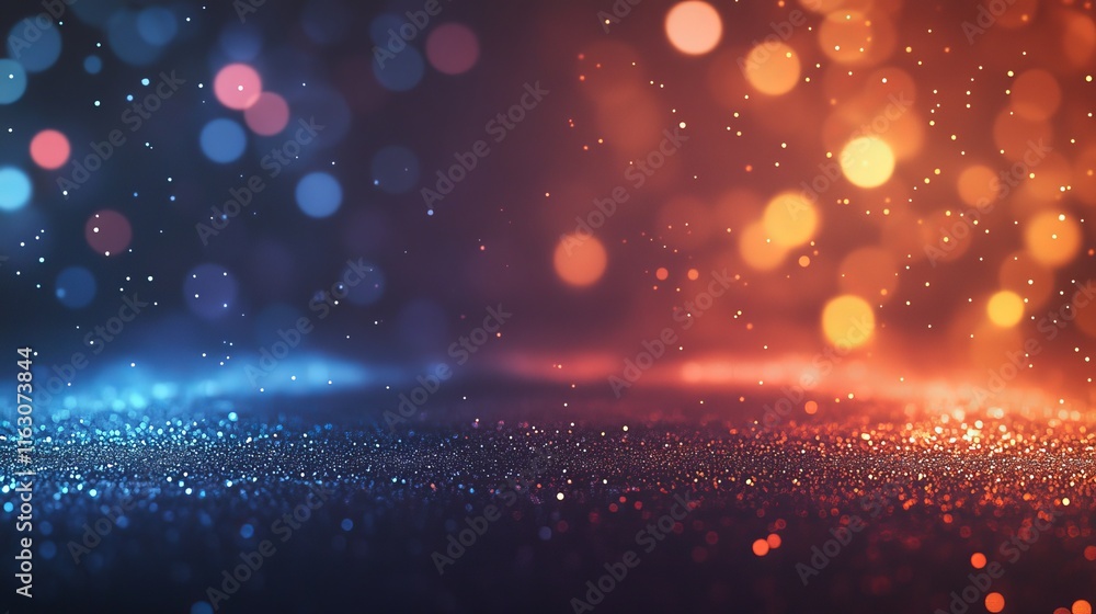 Obraz premium Vibrant abstract bokeh lights a dynamic gradient of cool blues to warm reds with reflective depth