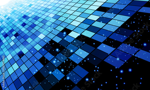 digital networking technology abstract soft blue background, perspective grid sparkle and science space. square pattern dimension. bright shine universe.