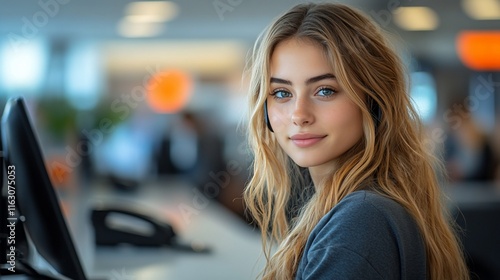 Young Blonde Woman Wearing Headset In Office Setting Free Download Young Blonde Woman Wearing Headset In Office Setting - GFXLoad
