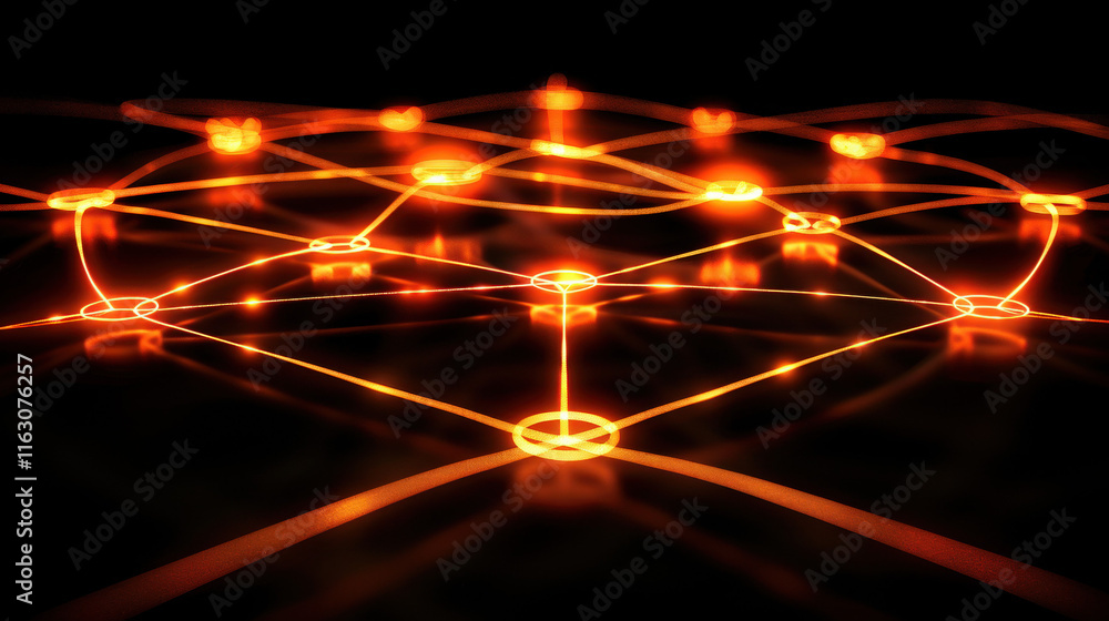 Glowing Network Abstract Orange Lines Interconnect Glowing Network Abstract Orange Lines Interconnect