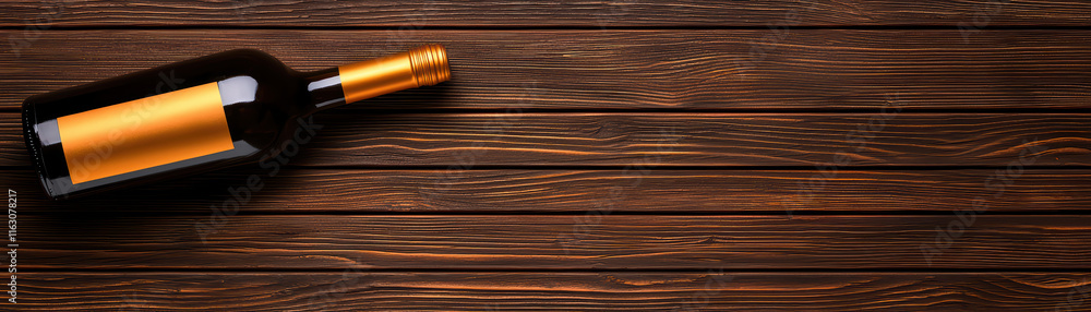 close up of luxury wine bottle mockup on wooden surface, showcasing elegance and sophistication close up of luxury wine bottle mockup on wooden surface, showcasing elegance and sophistication